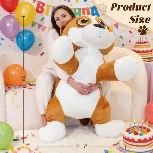 Vista 2 de Animales de peluche grandes para perros, peluches grandes para cachorros, juguetes de peluche gigantes para cachorros de 39", animales de peluche