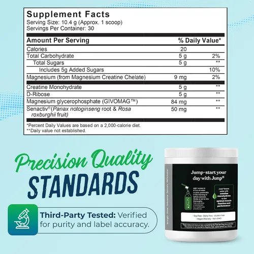 Vista 6 de JUNP Micronized Creatine Monohydrate 5g, Pure Unflavored Creatine with Magnesium Nutritional Supplements Powder for Men & Women Muscle Growth