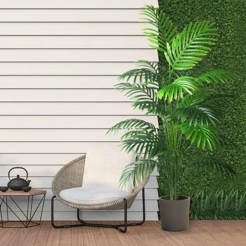 Vista 8 de 2 plantas artificiales grandes de 4 pies, palmeras artificiales falsas, hojas de palmera tropicales, plantas de palmera falsas, árbol alto