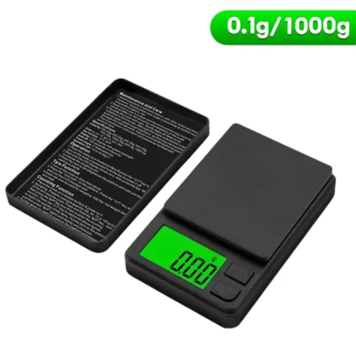Vista 3 de Báscula de bolsillo de precisión de 35.27 oz x 0.00 oz, báscula digital de gramos, alimentos, joyas, onzas/granos con pantalla LCD retroiluminada
