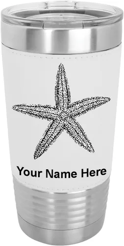 Vista 24 de LaserGram Vaso aislado al vacío de 20 onzas, estrella de mar, grabado personalizado incluido (piel sintética, gris)