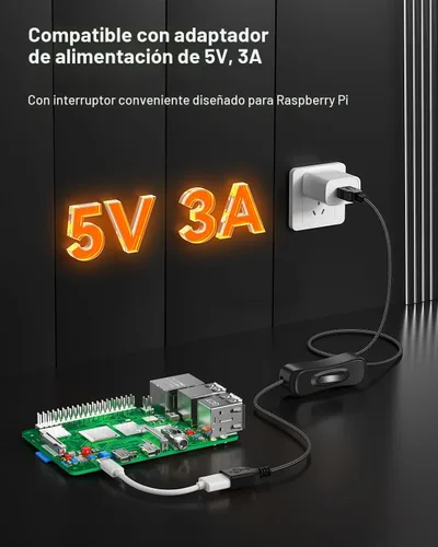 Vista 5 de ANDTOBO Cable de extensión de interruptor USB, cable de extensión USB mejorado con cable de interruptor de encendido y apagado para tiras LED