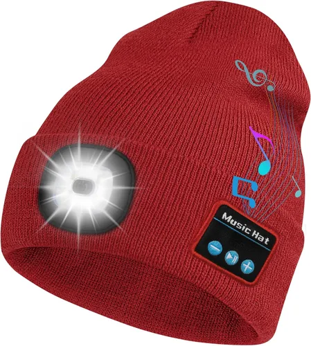 Vista 11 de Bosttor Gorro Beanie Bluetooth con Luz, Gorra con Linterna Frontal con Auriculares y Micrófono de Altavoz Integrado, Regalos para Hombres Mujeres