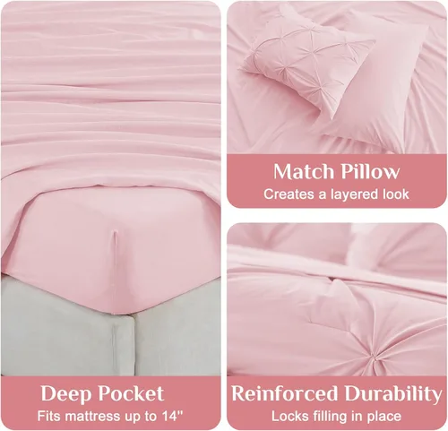 Vista 5 de JOLLYVOGUE Juego de edredón tamaño individual de 5 piezas – Juego de ropa de cama tamaño individual en una bolsa para todas las estaciones