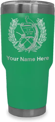Vista 8 de LaserGram - Vaso personalizado de 20 onzas, bandera de Guatemala (negro) Regalo grabado, acero inoxidable aislado al vacío, grabado con láser