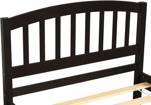 Vista 7 de Harper & Bright Designs Cama individual con cama nido, cama individual de plataforma de madera con cabecera y base de colchón estribo, fuerte