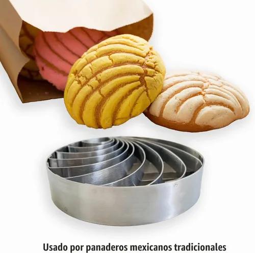 Vista 6 de Molde de pan mexicano hecho de acero inoxidable de 4.1 pulgadas, sello de concha, molde de dos caras para Pan Dulce Mexicano Cortadora de Pan