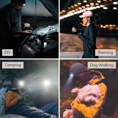 Vista 5 de HEAD LIGHTZ Gorra de béisbol LED recargable, luz USB integrada con 3 niveles de brillo, perfecta para correr, caminar, acampar, sombrero iluminado