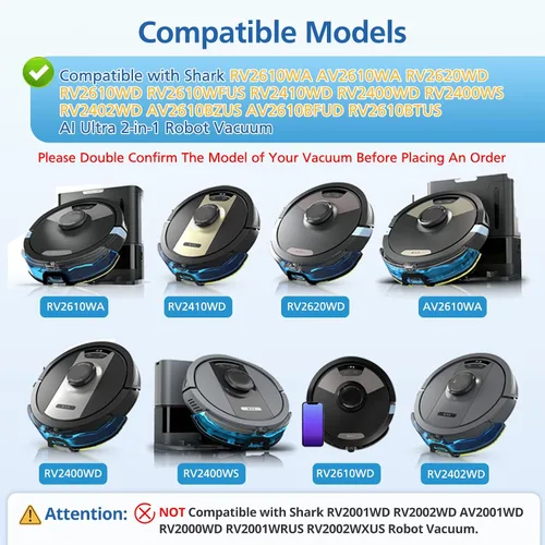 Vista 2 de JORAIR AV2610WA RV2610WA - Almohadillas de repuesto para trapeador de vacío compatibles con Shark RV2610WA AV2610WA RV2620WD RV2410WD AI Ultra 2