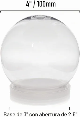 Vista 4 de Creative Hobbies Paquete de 6 (100mm) 4 Pulgadas DIY Globo de Nieve Globo de Agua - Plástico Transparente con Tapa de Tornillo Perfecto