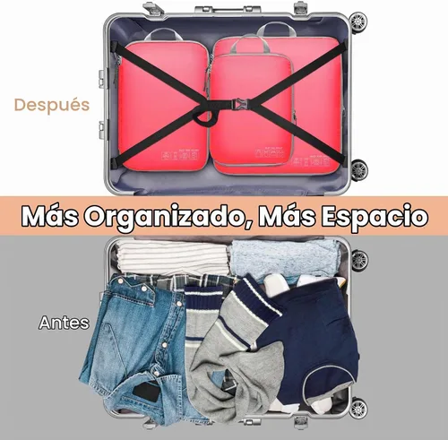 Vista 7 de Cambond - Cubos de compresión para viajes de mujer - Bolsas de viaje expandibles, organizadores de equipaje, esenciales de viaje, cubos de 01 Sandía