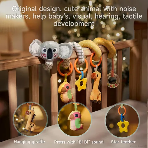 Vista 5 de TUMAMA - Juguetes en espiral para asiento de automóvil, juguetes para bebés de 0, 3, 6, 9, 12 meses, cochecito infantil, juguetes colgantes