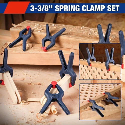 Vista 4 de WORKPRO - Juego de abrazaderas de resorte, 16 piezas, 3-3/8 pulgadas con Construcción de nailon duradero con resortes fuertes, ideal