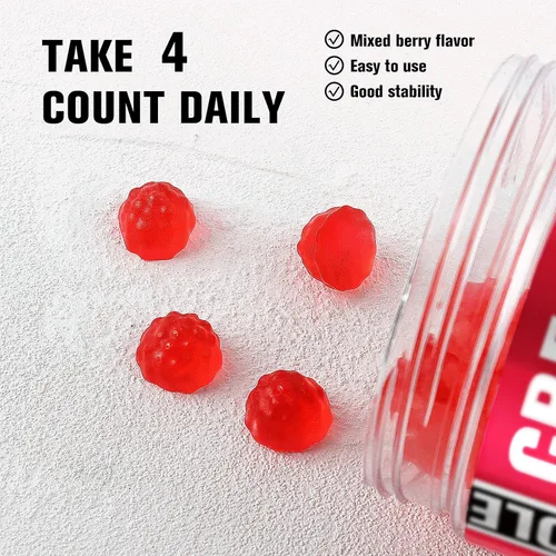 Vista 5 de Gomitas de monohidrato de creatina 12 en 1 complejo para mujeres y hombres Rojo