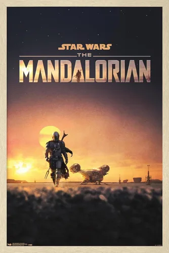 Vista 7 de Trends International Star Wars: The Mandalorian - Póster de pared de una hoja D23, 14.725 x 22.375 pulgadas, versión enmarcada de madera de granero