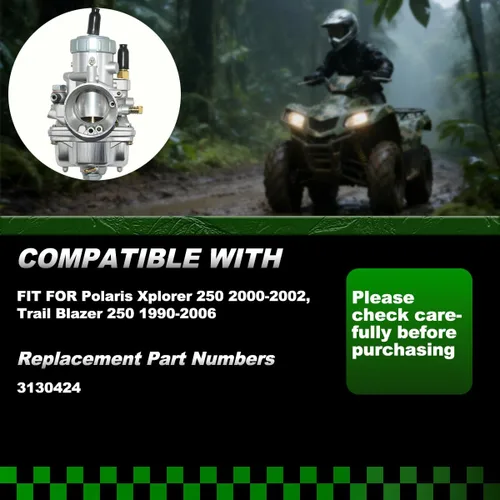 Vista 6 de Carburador 3130424 apto para Polaris Xplorer 250 Trail Blazer 250 1990-2006 Sportsman 400 1993-1996 Carb 4 tiempos de repuesto # 3130425 3130498
