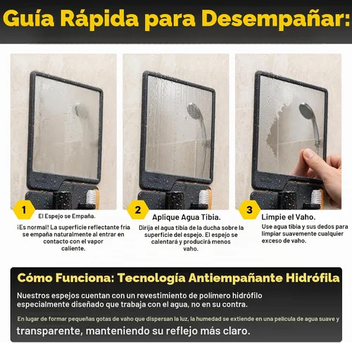 Vista 13 de TOOLETRIES The Joseph - Espejo de ducha para afeitado y soporte para Gris antracita