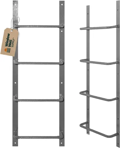 Vista 15 de Escalera de acero para ventanas de sótano (gris, 3 peldaños), escalera de salida atornillada resistente para el hogar, fácil de instalar, escaleras