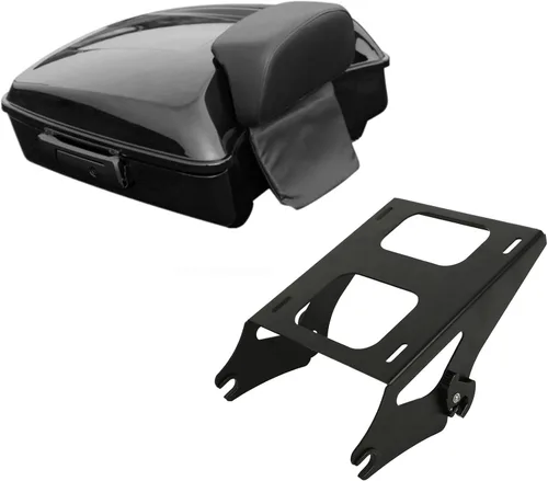 Vista 19 de XMT-MOTO King Tour Trunk + almohadilla de respaldo envolvente+estante de montaje negro+accesorios de acoplamiento para Harley Touring Road King Road