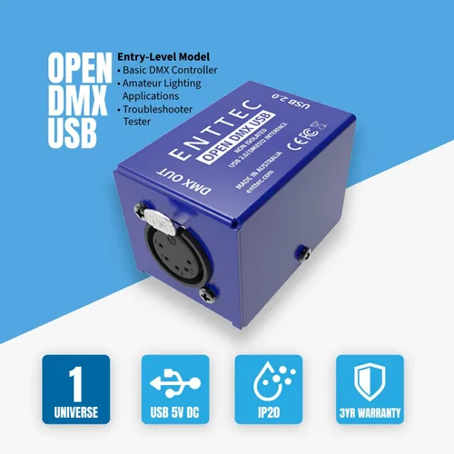 Vista 8 de Enttec Open DMX USB 70303 Interfaz de Iluminación - Código Abierto/Solo Hardware - Modelo de Nivel de Entrada