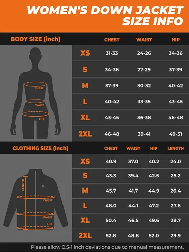 Vista 7 de ORORO Chaqueta térmica para mujer con batería, abrigo ligero con calefacción de plumón con relleno de 800