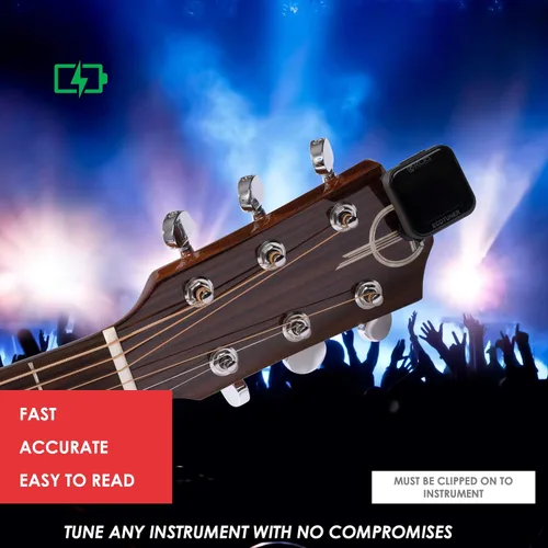 Vista 7 de KLIQ EcoTuner - Afinador de clip recargable USB para todos los instrumentos (con cable de carga incluido) Afinadores de clip KLIQ