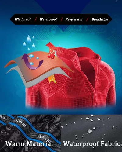 Vista 5 de INVACHI Mens ski Jacket Waterproof Warm Winter Snow Jacket Mountain Windbreaker Hooded Raincoat
