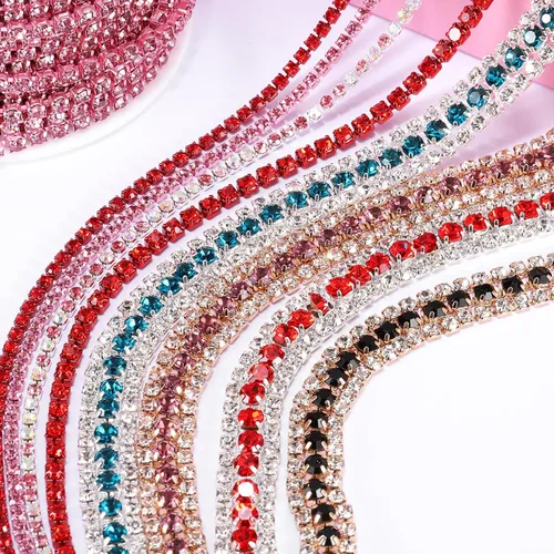 Vista 4 de uxcell Cadena de diamantes de imitación de cristal de 10 yardas, 0.118 pulgadas (0.118 in) para coser y cerrar la cadena para hacer manualidades