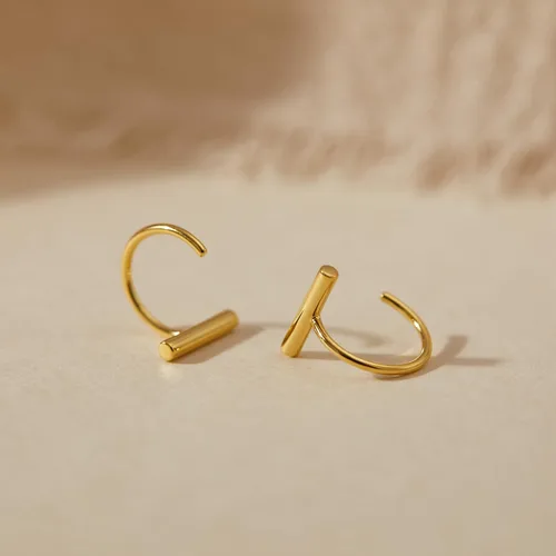Vista 4 de CHIC & ARTSY Aretes de medio aro de plata de ley 925 para mujer, juego de aros pequeños con barra de bola, estrella, luna y perla, ligeros, ajuste