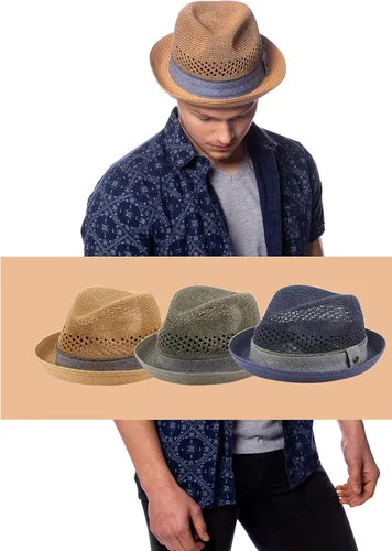 Vista 4 de Sombrero de ala corta estilo cubano Fedora para hombre