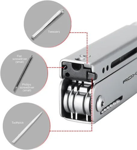 Vista 3 de ROXON M3 13 en 1 Multiherramienta EDC Cuchillo Y Tijeras con Palillo y Pinza Práctica Pequeña y Exquisita Multiherramienta