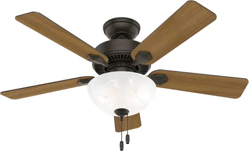 Vista 14 de Hunter Ventilador de techo para interiores de 44 pulgadas con luz LED - Ventilador de techo blanco con cadena de tracción, para dormitorio, sala