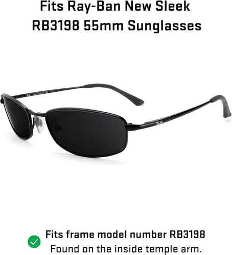 Vista 2 de Revant Lentes de repuesto para Ray-Ban New Sleek RB3198 2.165 in, Espejo cromado negro