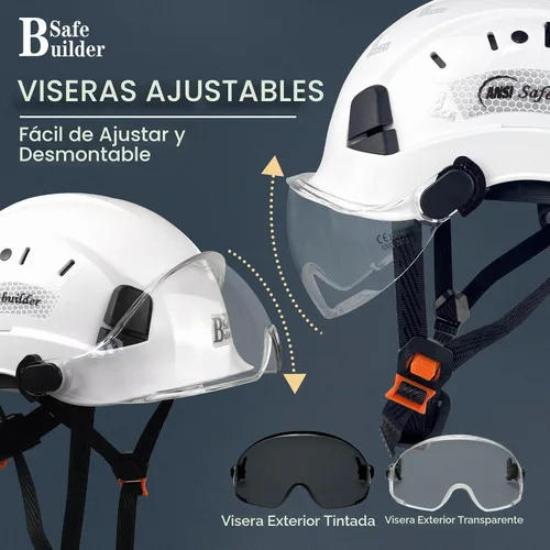 Vista 6 de Casco de Seguridad de Construcción con Visera Casco Duro ABS Cascos Duros de Ventilación Ajustable Protección de Cabeza de Trabajo Industrial