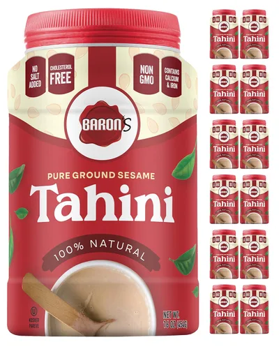 Vista 3 de Baron's Kosher 100% Pure Ground Sesame Tahini 16-ounce Jars (1 Pound (Pack of 1))