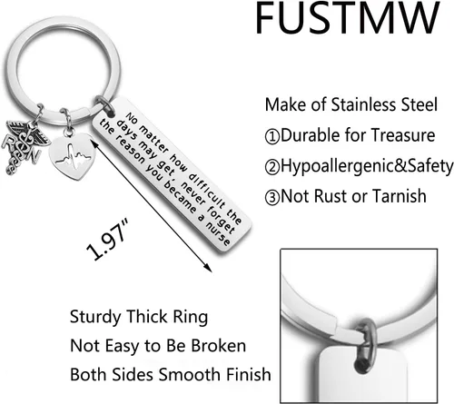 Vista 3 de FUSTMW Regalo para enfermera, llavero de enfermería, regalo de graduación, joyería médica, regalo inspirador para enfermeras