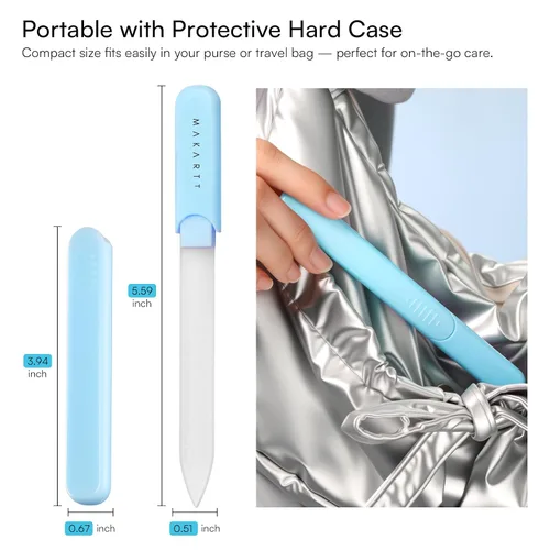 Vista 7 de Makartt Lima de Uñas - Lima de Uñas de Cristal con Estuche, Limas de Uñas de Cristal con Chorro de Arena de Doble Cara para Uñas Naturales, Buffer