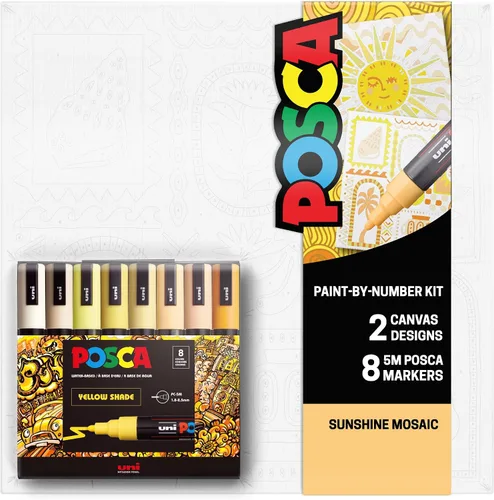 Vista 8 de POSCA® Kit de lienzo de pintura por número con 8 marcadores de pintura PC Boho