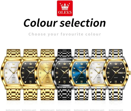 Vista 6 de OLEVS Men Watches Square Business Dress Diamond Analog Quartz Date Luxury Watch for Men Casual Stainless Steel Waterproof Luminous Wrist Watch