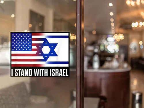 Vista 3 de Adhesivo con la bandera de Israel I Stand with Israel Flag Sticker Support Israel Sticker Varios tamaños