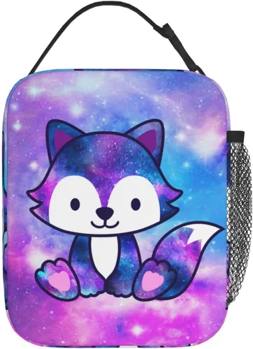 Vista 10 de Lonchera térmica con estampado de gatos Galaxy con asa desmontable, lonchera reutilizable para niñas, niños y adultos