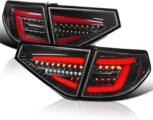 Vista 9 de SPEC-D TUNING - Luces traseras secuenciales negras con barra LED roja compatible con Subaru Impreza WRX 2008-2014, conjunto de par izquierdo