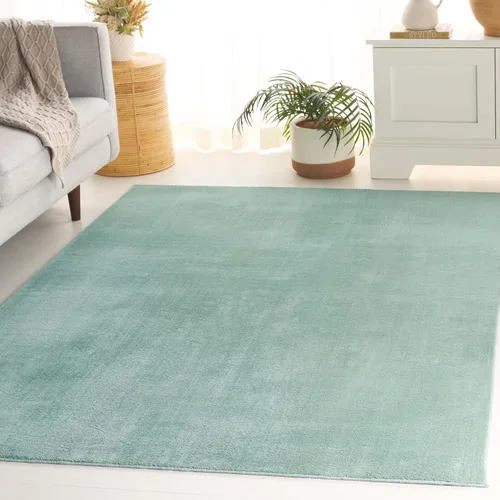 Vista 24 de SAFAVIEH Alfombra lavable, colección de pelo sintético de conejo, 4 x 6 pies, color plateado, antideslizante y fácil de limpiar, pelo grueso ultra