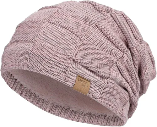 Vista 9 de Vgogfly Slouchy Beanie for Men Winter Hats for Guys Cool Beanies Mens Lined Knit Warm Thick Skully Stocking Binie Hat Negro