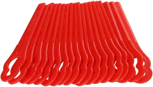 Vista 9 de ViaGasaFamido Reemplazo de cuchillas de cortacésped de plástico, cuchillas de corte duraderas de 3.3 x 0.8 in, paquete de 100 unidades ABS rojo