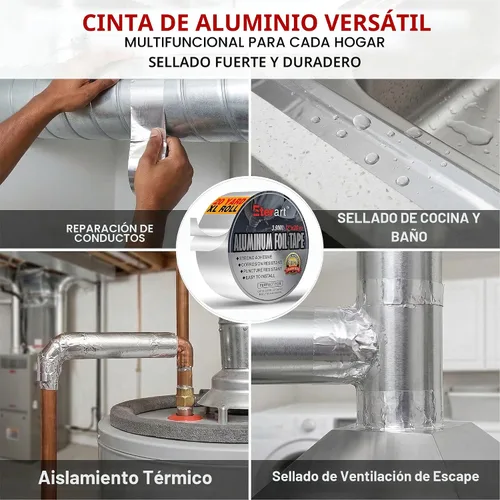 Vista 3 de ETERART Cinta adhesiva de papel de aluminio, sello de alta temperatura para HVAC, 2 "x 20Yds