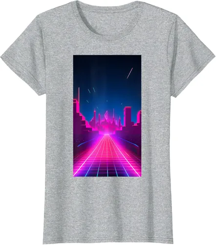 Vista 22 de Camiseta Retrowave Street 80s Vaporwave Synthwave, Negro -, Pequeña