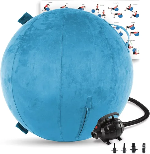 Vista 22 de Husband Pillow Exercise Ball, Cover with Pump for Yoga, Pilates, Fitness Balance Stability, Office Ball Chair Seat. Soft & Slip Resistant, Pro Guide