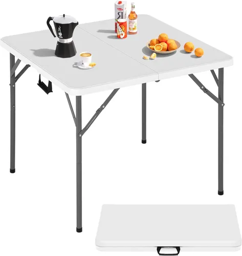 Vista 11 de Dkeli Mesa plegable de 4/6 pies para interiores y exteriores, mesa de plástico resistente, portátil, plegable, para camping, comedor, mesa de Negro