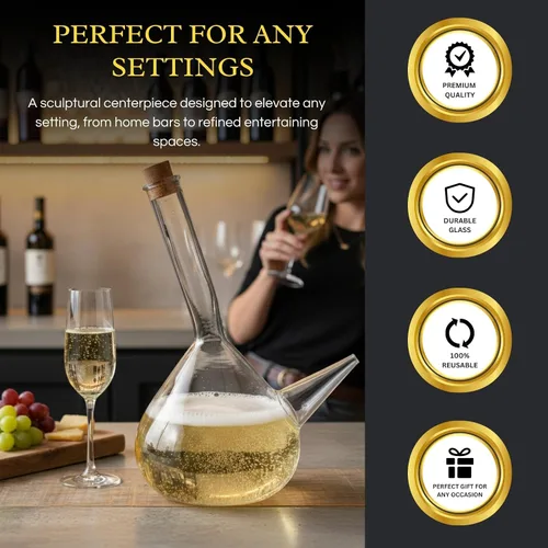 Vista 4 de Decantador de vidrio Porron español de 34 onzas, jarra de vino 100% sin plomo para vino tinto, jarra de vino soplado a mano, jarra de vino – regalo